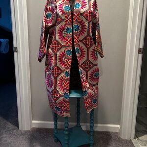 Colorful, long coat, Shannon Passero